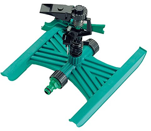 Amig - Aspersor Sectorial con Base Patín Fabricado en ABS - Ideal para Jardines y Regar el césped - Boquilla Universal Apta para Mangueras - Fácil de Instalar y Usar