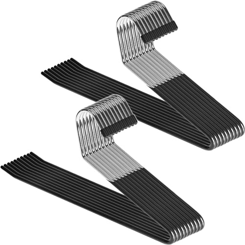 Zober Pants Hangers Non Slip - Open Ended Pants and Jean Hangers for Closet - Space Saving Clothes Hanger - Strong, Durable, Metal Pant Hangers (Black)