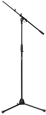 Proel RSM198BK - Asta microfonica professionale, con giraffa telescopica, regolabile in altezza, base tripoide, Nero Opaco