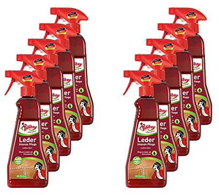 Poliboy - Leder Intensiv Pflege - Sprühmatic Flasche - reinigt, pflegt und schützt alle Glattleder - Imprägnierer - 10er Pack - 10x375ml (3,75 Liter) - Made in Germany
