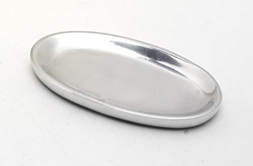 Kerzenteller oval 12 x 6 cm Aluminium Silber poliert für Ovalkerzen, Ellipsen, Hochzeitskerzen, Taufkerzen