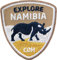 2 x Namibia Abzeichen 55 x 60 mm/Entdecke Afrika Trekking Reise Safari Nashorn Wildlfe Nationalpark/Aufnäher Aufbügler Flicken Sticker Patch/Reiseführer Karte Buch Südafrika