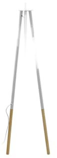 EGLO Stehlampe Bidford, 1 flammige Stehleuchte Vintage, Modern, Standleuchte aus Holz, Stahl und Textil, Wohnzimmerlampe in Weiß und Braun, Lampe mit Tritt-Schalter, E27 Fassung