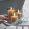 Festive Lights - Echtwachs LED Kerze – unglaublich echte Flamme mit brennenden Dochteffekt, batteriebetrieben - EXKLUSIV Grau im getönten Glas, 3er Pack (S/M/L)