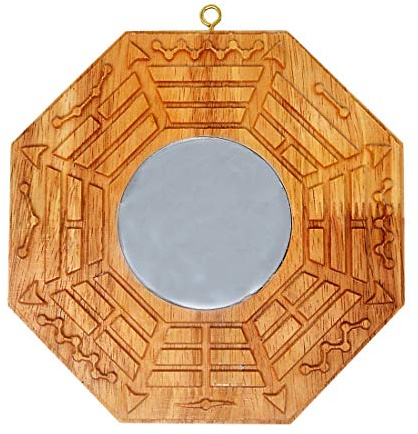 fengshuisale Feng Shui Pfirsichholz Bagua Spiegel Pakua 15,2 cm W rote Schnur Armband (konvex, 15,2 cm)