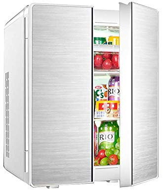 HUIQC Congelatore per Frigorifero a Doppia Porta Portatile da 25 Litri, Mini Alimentatore a Corrente alternata o CC Alimentatore, Bevande, Vino da Campeggio, Viaggi, Picnic Leggero, Compatto