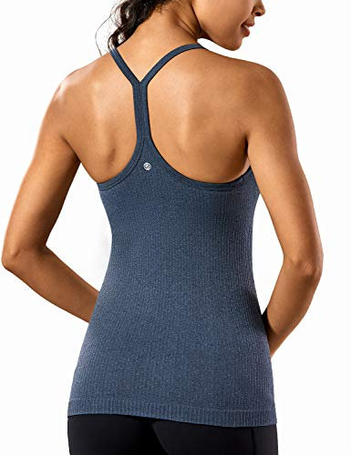 CRZ YOGA Damen Sport Tank Top Racerback Ärmelloses Shirt Sommer Leichte Yoga Tops Elastische Fitness Oberteile Grau Blau 38