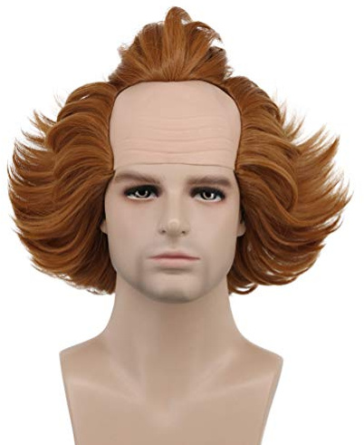 Karlery Kurzhaarperücke, flauschig, braun, lockig, Horror, Pennywise für Halloween, Cosplay, Kostüm, Anime