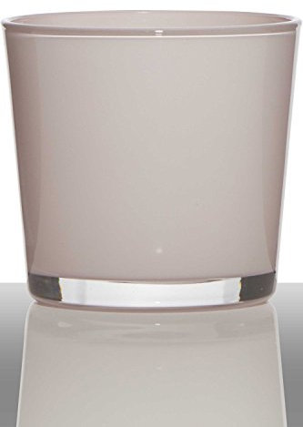 INNA-Glas Tiesto de Cristal Alena, cilíndrica/Redonda, Rosa Claro, 16cm, Ø17cm - Macetero - Maceta