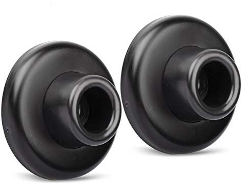 Kovosch Concave Wall Door Stops 2 Pack – Protects Walls from Door Knob Damage – 2-1/2”Outside Diameter Stainless Steel Cover with 1-1/8”Black Round Rubber Bumper – Easy to Install