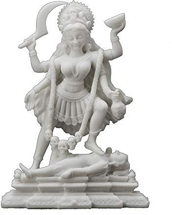 Veronese Design 19,5 cm hoch, Kunstharz, gegossen mit Marmor-Finish, Kali steht auf Lord Shivas Truhe Hindu-Gott, indisches Idol