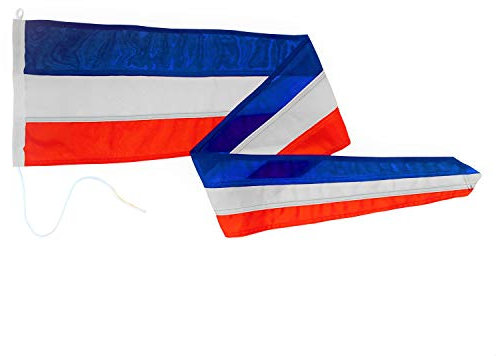 FLAGLY Premium Langwimpel Schleswig-Holstein 160g/m² Stoffgewicht, robustes und witterungsbeständiges Schiffsflaggentuch - verschiedene Größen - Wimpel SH, Fahnenmast Zubehör (30 x 150 cm)