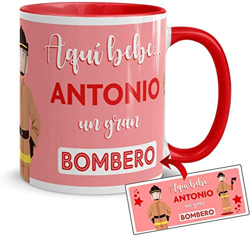 Kembilove Taza Bombero – Tazas de café Personalizadas – Tazas Profesiones – Taza Café Aquí Bebe un Bombero – Tazas Personalizadas con Nombre – Tazas navideñas Originales