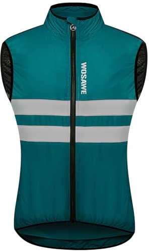 WOSAWE Veste Haute visibilité Hommes Coupe-Vent Ultraléger Respirant Gilet Réfléchissant avec Poches pour Course à Pied ou Vélo (BL205 Navy M)