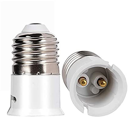 TESTEL E27 to B22 Lights Socket Adapter, Bulb Holder Screw to Bayonet Converter (2PCS),Fits LED/CFL/Energy Saving Lamp Light Bulbs, Heat-Resistant, Anti-Burning, No Fire Hazard White