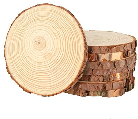 JMIATRY 8 Pcs Natural Wood Discs, 16-18cm Diameter Unfinished Round Log Slices, Wooden Slices for Crafts, Christmas and Wedding Ornaments