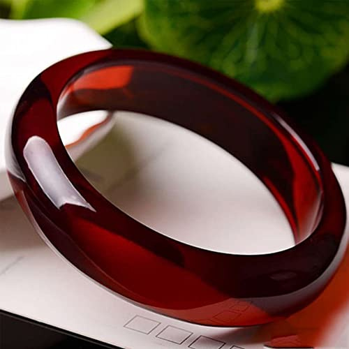 Damen Armband Bienenwachs Burma Bernstein Rohstein geschnitzt Blut Bernstein Armband Damen Stil Armband Geschenk mit Zertifikat Geschenkbox (Color : Black red, Size : 62-64mm)