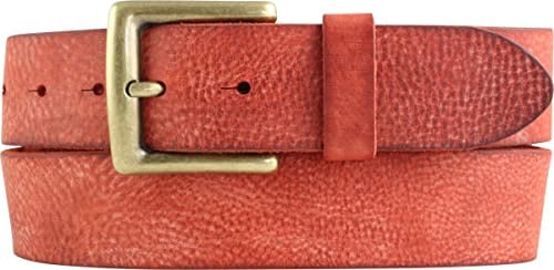 BELTINGER Gürtel mit altmessing Gürtelschnalle aus weichem Vollrindleder 4 cm | Jeans-Gürtel 40mm | Ledergürtel Vintage-Look | Rot 80cm