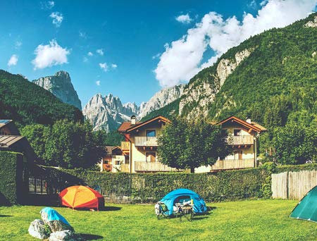 adrium Quadro composito in alluminio 110 x 80 cm: tende da trekking nel campo turistico nelle Alpi italiane (113323034)