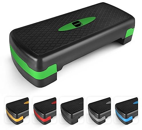 KAYMAN Exercise Steps – Fitness Stepper for Home & Gym, Suited for Aerobics, Cardio, Weights, Yoga, DVD Workout – Adjustable 2 Step Level Heights (10,15 cm) – Perfect Equipment for Fitness Routine