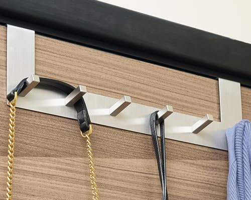 Neuhall Türgarderobe Türhakenleiste mit 6 Haken Hakenleiste Edelstahl für Badezimmer Küche Handtuchhalter ohne Bohren Türhaken zum Einhängen Garderobenleiste Tür Handtuchhalter Tür Garderobe