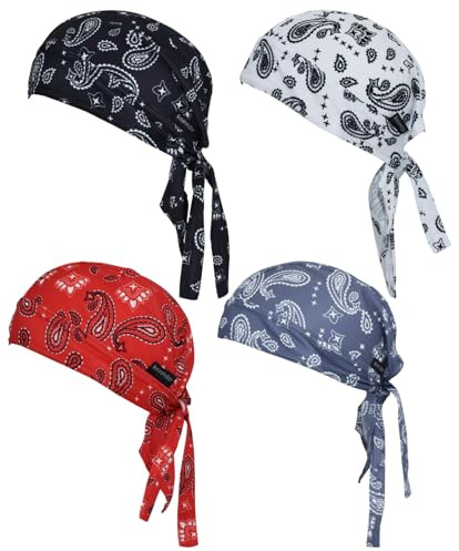 Kninmdor Do Rags Cycling Caps Helmet Liner Paisley Motorcycle Durag Bandana Hat Sweat Wicking Skull Cap for Men and Women