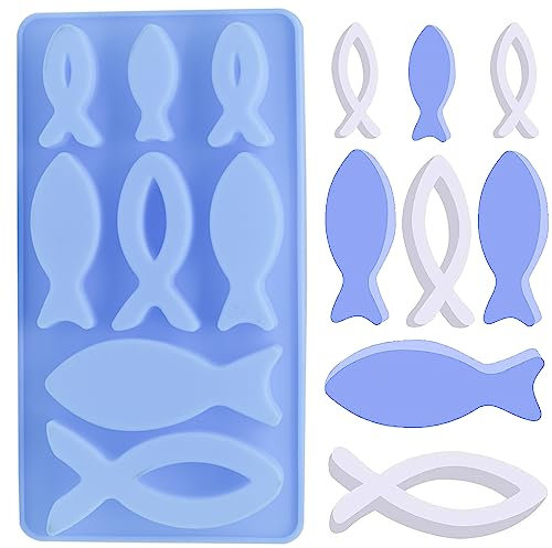 Silikonform Fisch Silikon-fischform, 8 Gitter Silikonform Fische Silikon, Gießform, Schokoladenformen, Silikonformen zum Seife, Kuchen, Dessertherstellung Kommunion Deko, DIY-Backformen, 1Pcs