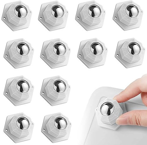 12 Piezas Juego Ruedas para Muebles Pesados Acero Inoxidable, Mini Ruedas Adhesivas Giratorias Blanco, Ruedas Pequeñas para Muebles para Electrodomésticos, Mesas y Sillas, Equipaje