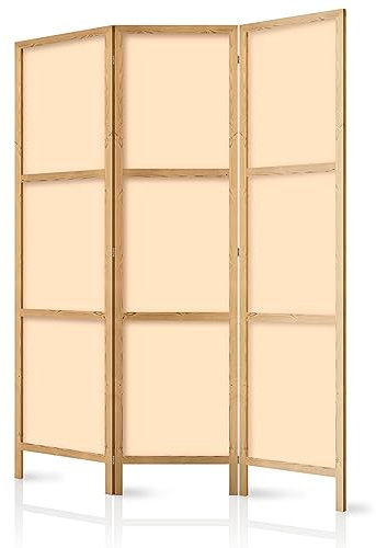murando - Paravent Innen Raumteiler Holz 135x172 cm 3-teilig Japanische Trennwand Raumtrenner Room Divider Mobiler Sichtschutz Spanische Wand Raum Abtrennung beige einfarbig glatt f-A-10169-bh-b