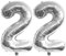 Guoguonb 40 Zoll Zahl 22. Geburtstag Deko Riesen Aufblasbar Helium Folienballon Nummer 22 Luftballons Personalisiertes Design Ballon für Gedenktag Geburtstag Dekoration (Silber)