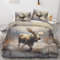 GEDAEUBA Elch Bettwäsche 155x220 Winter - Tiere Bettbezug 155x220 3 teilig, Wendebettwäsche und Kissenbezug 80x80, Weiche & Angenehme & Warme Mikrofaser Bettwäsche-Sets mit Reißverschluss