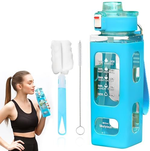 Borraccia Quadrata In Plastica Carina Da 900 Ml, Con Bottiglia D'Acqua In Cannuccia, Brocca D'Acqua Portatile A Tenuta Stagna, Borraccia Per Ragazzi E Ragazze, Succo Carino, Tazze Di Tè E Acqua
