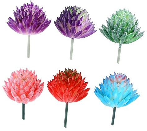 DECHOUS 6pcs Succulentes Artificielles Réalistes en PVC sans Pot pour Décoration DIY, Plantes Grasses Non en Pot Charme Moderne pour Fenêtre ou Présent
