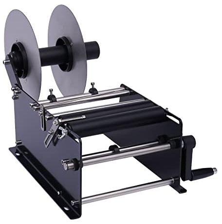 Queeucaer MT-30 Labeling Machine Manual Round Glass Bottle Cans Plastic Labeling Machine Sticker Label Machine 30Times/Minute Applicator for Round - Black
