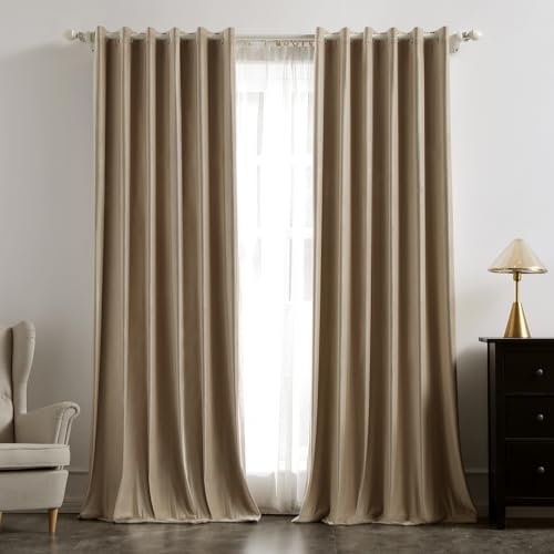 MIULEE Beige Samtvorhang Ösen 2er Set 200X245, Blickdichte Vorhänge Samt für Deko Schlafzimmer Wohnzimmer, Wunderschön Weich Vorhang Verdunkelung Velvet Curtains, Verdunkelnd Samt Gardinen Blickdicht