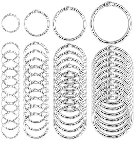 120 Stück Binder Ringe Metall, Buchringe Silber 15/20/25/32MM, Loseblatt Verbinder Heftringe, Metall Buchbinderinge, Karteikarten Ring für Scrapbook Album Handwerk