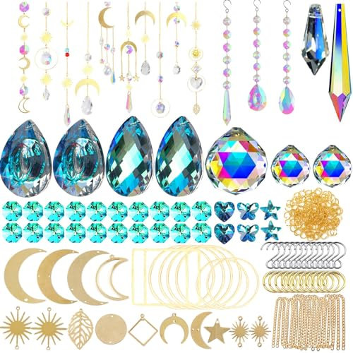 VEEKAY 355 Pezzi Acchiappasole Cristallo,Kit Sun Catcher fai da te Suncatcher, Acchiappasole da Appendere,Suncatcher Pendenti Acchiappa-sole per la decorazione del giardino della finestra