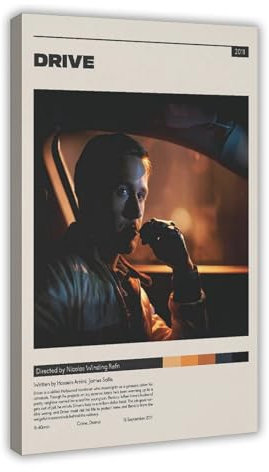 MExmeb Filmposter Drive auf Leinwand, Schlafzimmer-Dekor, Sportlandschaft, Büro, Raumdekoration, Geschenk, Rahmen-Stil, 60 x 90 cm