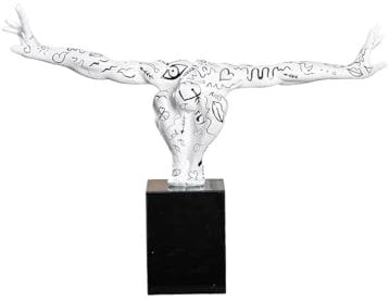 Casablanca große Deko Figur Skulptur XL - Dekofigur Modern Art Mann - aus Kunstharz Marmor Farbe: Weiß Schwarz - Dekoration Geschenk Geburtstag Höhe 45 cm