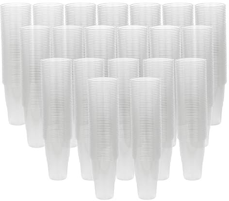 URBNLIVING 568ml Clear Strong Plastic Full Pint Glasses - Large Disposable Reusable Coffee Cups & Milkshake Glasses UKCA Cups for Camping Travel Parties Events BBQs Weddings & Bars