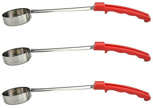 Grendly 3X Pizza à Tartiner Sauce Louche Poignée en Caoutchouc Fond Plat Cuisine Cuillère de Cuisine en Acier Inoxydable Mesure Remuer Cuillère à Soupe -2 Oz