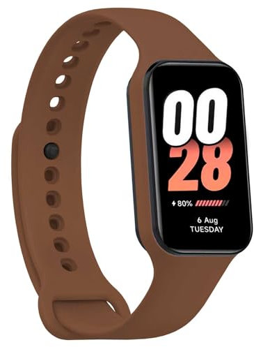 OcioDual Correa de Recambio Compatible con Xiaomi Smart Band 8 Active/Redmi Smart Band 2, de Color Marrón, Pulsera de Repuesto de Silicona Suave Flexible Sport Goma Transpirable