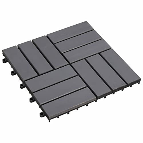 LAPOOH Baldosas de terraza 10 uds, Piscina Terraza, Suelo Madera Exterior, Tarima Exterior, Suelo Jardin Exterior, Suelos Terraza, Gris Madera Maciza Acacia 30x30 cm