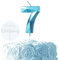Ronoza 3D Blau Geburtstagskerzen Zahlen 7, Glitzer Kerzen Geburtstag, Geburtstagskerzen für Torte, Kerze 7, Kerzen Zahlen, Tortendeko Geburtstag (mit Silber Happy Birthday Cake Topper)