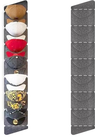 Kappe Aufbewahrung, 130cm x 24cm Kappenhalter Einreihig, Cap Organizer Halterung Faltbar, Cap Halterung Tür Rückwand, Cappy Halterung mit 7 Fächern zur Aufbewahrung, Präsentation von Baseballkappen