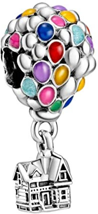 Wedanor Donna Ciondolo Up House Balloons Argento 925 Colgantes con Zirconia cubica per Charm Bracciale