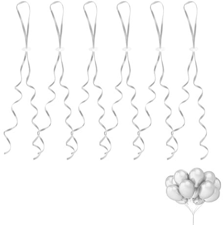 Lot de 50 fermoirs à l'hélium avec ficelle pour faire une guirlande de ballons, blanc, avec fermeture rapide, pour fête de mariage, anniversaire, fête