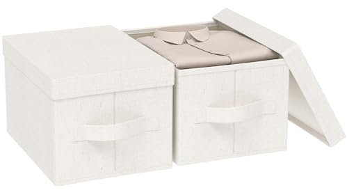 ENUMAIL Kleiderschrank Organizer mit Deckel, Aufbewahrungsbox, 2er Set Storage Box Stoff, Verwendet für die Aufbewahrung von Kleidung, 42×30×26 Zentimeter, Beige