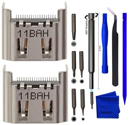 PAOBTEIY Lot de 2 ports HDMI de remplacement pour Playstation 4 avec kits 10 en 1, connecteur HDMI Display Socket Jack pour Sony PS4.