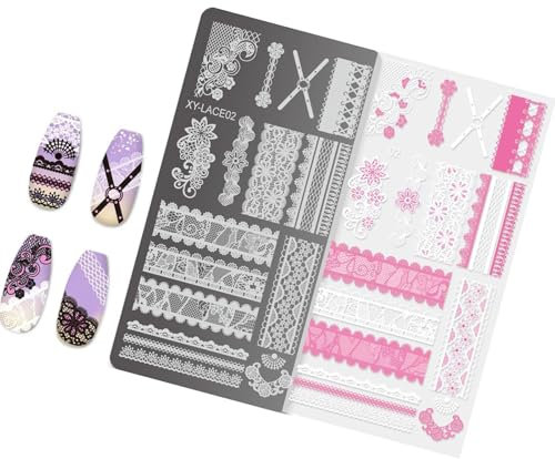 Placas de estampado de uñas francesas, plantillas de sellos de flores, placas de uñas, plantillas de impresión de manicura, herramienta de sello de arte